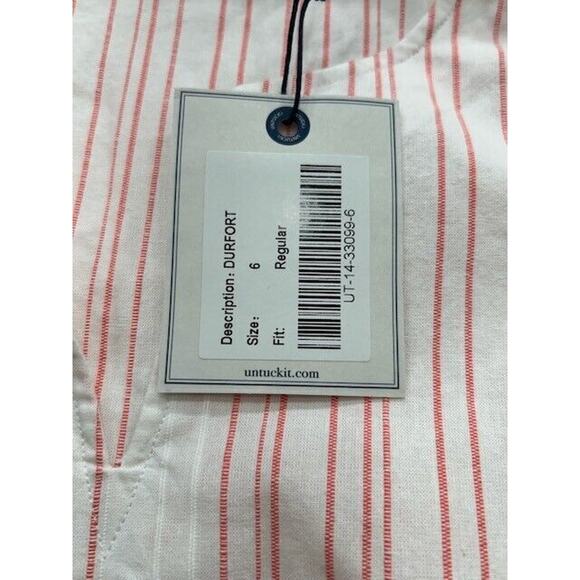 UNTUCKit Durfort Tunic Blouse 3/4 Sleeve Striped Pattern White Pink Size 6 NEW - Picture 4 of 7